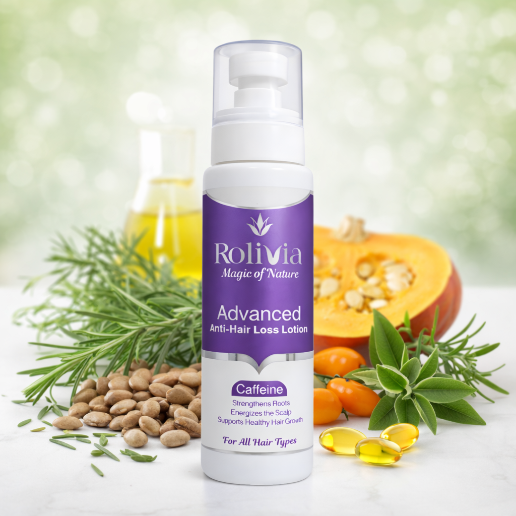 لوشن روليفيا بالكافيين لتقوية الشعر وتقليل مظهر التساقط – 120 مل | Advanced Anti-Hair Loss Lotion