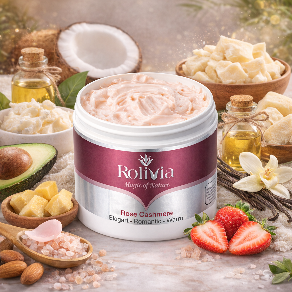 عرض 1+1 زبدة روليفيا روز كاشمير لترطيب وتعطير الجسم – 300 مل | Rose Cashmere Body Butter