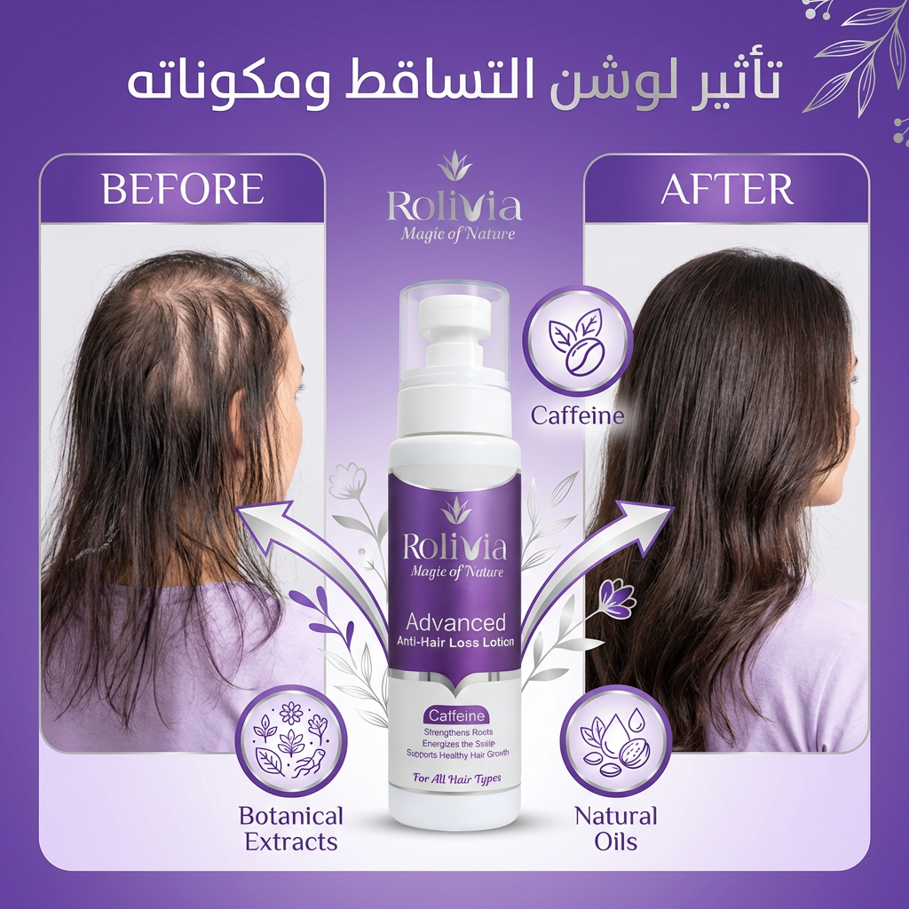 لوشن روليفيا بالكافيين لتقوية الشعر وتقليل مظهر التساقط – 120 مل | Advanced Anti-Hair Loss Lotion