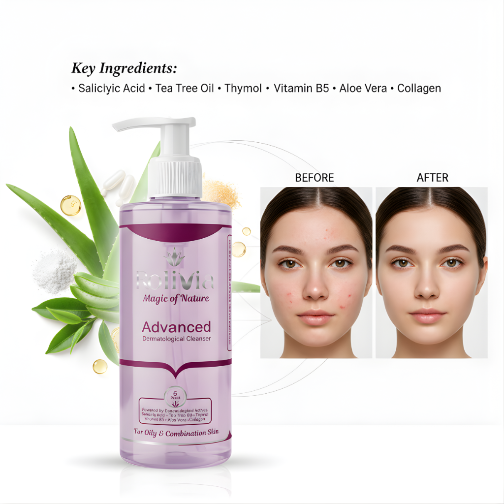 غسول روليفيا للبشرة الدهنية والمعرضة لحب الشباب – 220 مل | Advanced Dermatological Cleanser